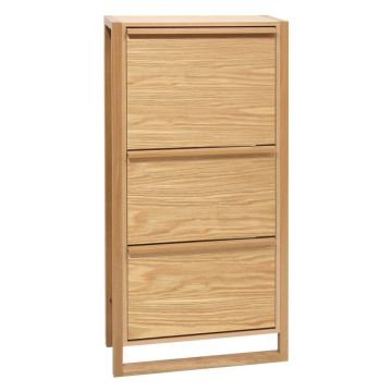 Pantofar în culoare naturală cu deschidere înclinată cu aspect de lemn de stejar NewEst – Woodman