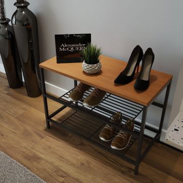 Pantofar Popsam 3 Rafturi cadru Metal, 70X45X30 Cm