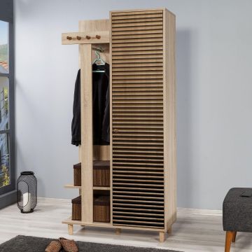 Cuier cu pantofar Garmanto 90 - 200 Hall Stand 2, Stejar Sonoma, 194x36x90 cm