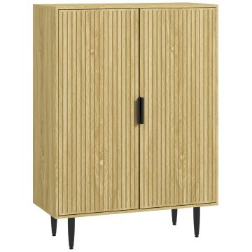 HOMCOM Dulap de Depozitare pentru Pantofi, Dulap pentru  Intrare pe 5 Niveluri cu Rafturi Reglabile și Picioare Metalice, 80x38x110 cm, Stejar