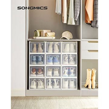 Pantofar din plastic, Songmics, Alb, 35x25x18.5 cm