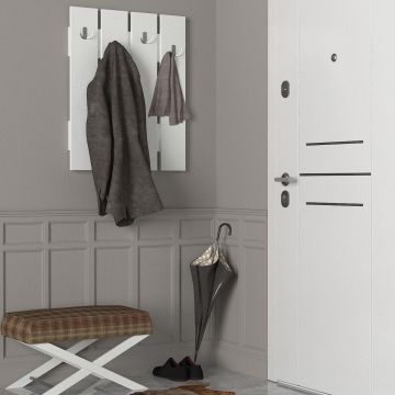 Cuier cu pantofar Polka, Alb, 65x80 cm