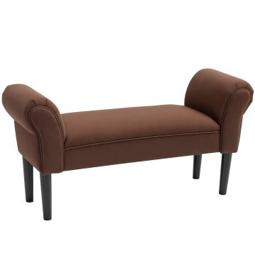 HOMCOM Banc Banquette Design Contemporan cu Braţe Curbate Confort Ridicat 102L x 36l x 51H cm Maro | Aosom Romania