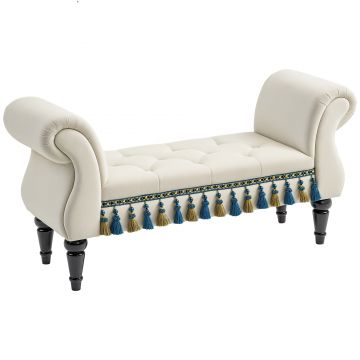 HOMCOM Bancă de Așteptare, Sitzbank, Design Vintage, până la 150 kg, 117x40x58 cm, Bej | Aosom Romania