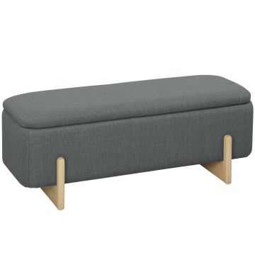 HOMCOM Bancă de depozitare, căptușită cu spumă, aspect de in, 111 x 44 x 44,5 cm, gri închis | Aosom Romania