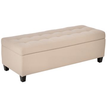 HOMCOM Banchetă cu depozitare, detalii cu nasturi, până la 120 kg, 125 x 49 x 41,5 cm, Bej | Aosom Romania