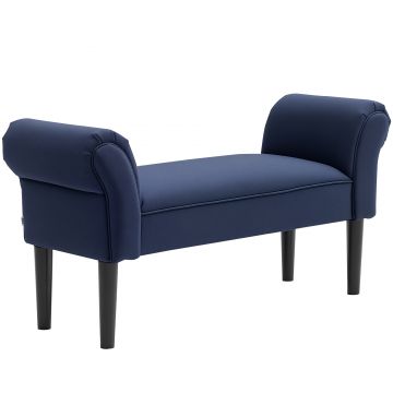 HOMCOM Băncuță capitonată pentru dormitor și hol, până la 130 kg capacitate de suport, 102 x 36 x 51 cm, Albastru | Aosom Romania