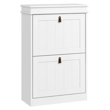 HOMCOM Dulap pantofi îngust cu 2 uși abătătoare și rafturi ajustabile, capacitate 10 perechi, 54x24x82,5 cm | Aosom Romania