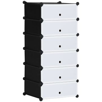 HOMCOM Mobilier pentru incaltaminte modular, 6 cuburi 45x35x17cm din plastic PP si otel, alb | Aosom Romania