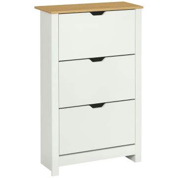 HOMCOM Raft pentru pantofi cu 3 compartimente, capacitate 18 perechi, 72x26x112 cm, alb + maro | Aosom Romania