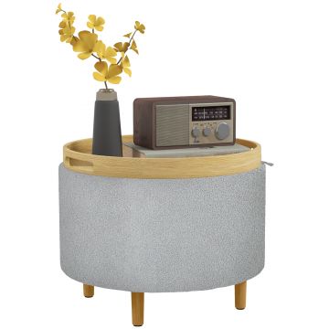 HOMCOM Scaun depozitare, Teddyfleece, capac ascuns, reversibil, 56 cm x 56 cm x 42 cm, Gri | Aosom Romania