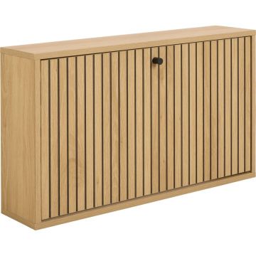 Pantofar în culoare naturală cu deschidere înclinată cu aspect de lemn de stejar 72x43x17 cm Albany – Actona