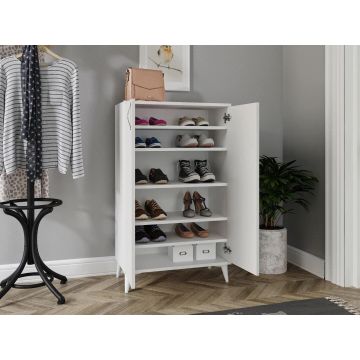 Pantofar Mona cu 5 rafturi, Alb, 37x118x70 cm