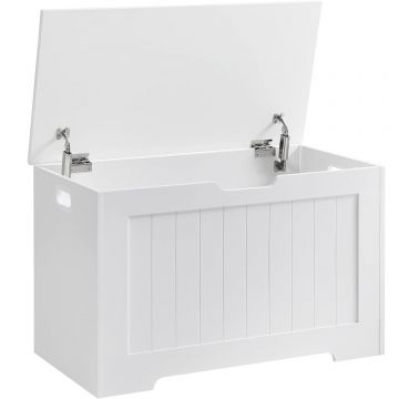 Banca cu spatiu depozitare, pentru hol sau dormitor, din PAL, 76x40x48cm, alb