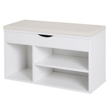 Banca Pantofi Alba 80 30 47 cm - Cu Sertar  sezut Rabatabil