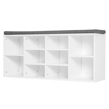 Bancuta Pantofi - 104 30 48 cm, Alb Gri cu Rafturi Reglabile