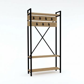 Cuier cu pantofar Alfa, Stejar, 90x180x34 cm - Stejar
