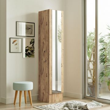 Cuier cu pantofar cu Oglinda Sloth, Stejar, 180x36x36 cm - Stejar