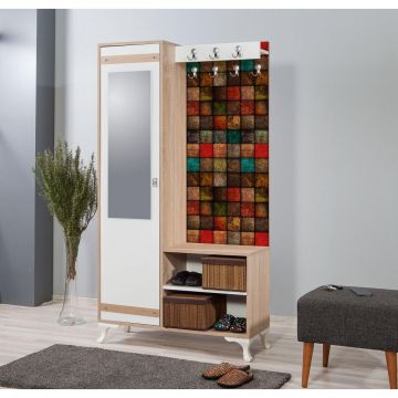 Cuier cu pantofar İNCİ-723 Hall Stand 1, Stejar Sonoma, 190x36x100 cm - Stejar