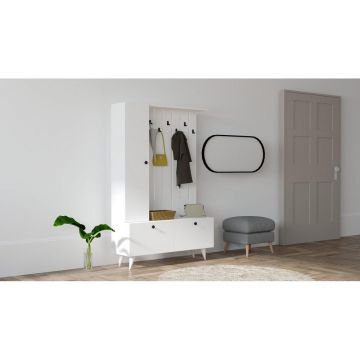 Cuier cu pantofar Lala - White, Alb, 112x170x35 cm - Alb