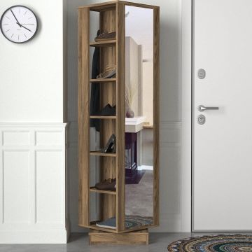 Cuier cu pantofar Roll - Walnut, Nuc, 45x180x45 cm - Nuc
