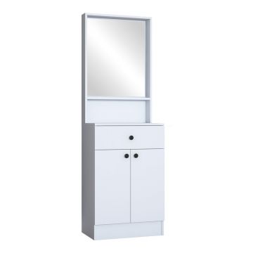 Cuier Rockder cu oglinda, 60x35x183 cm - Alb