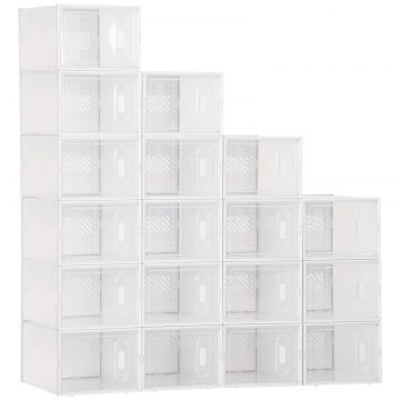 Dulap Pantofi - 18 Cutii PP Transparente, Economisire Spatiu