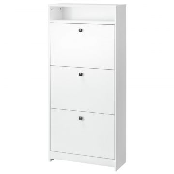 dulap pantofi, 3 compartimente, 60 24 132cm, alb