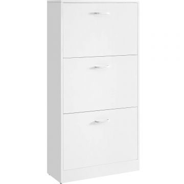 Dulap pantofi cu 2 usi rabatabile, pentru 12-18 perechi, 60x24x120 cm, alb