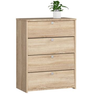Dulap pantofi pal 4 usi rabatabile organizare, 60x33x80 cm, 12 perechi, stejar sonoma