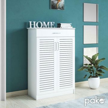 Dulap pantofi MDF Sante, 20 perechi, 80 x 37 x 123 cm - Alb