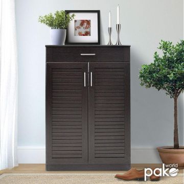 Dulap pantofi MDF Sante, 20 perechi, 80 x 37 x 123 cm - Negru