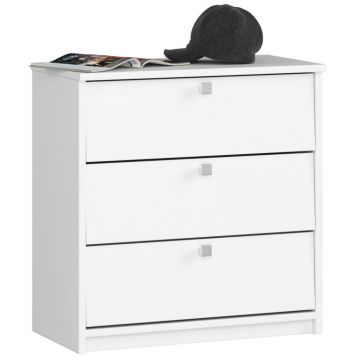 Dulap pantofi pal 3 usi rabatabile compact, 60x31x62 cm, 9 perechi, alb