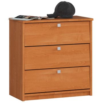 Dulap pantofi pal 3 usi rabatabile compact, 60x31x62 cm, 9 perechi, maro arin