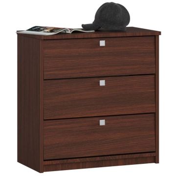 Dulap pantofi pal 3 usi rabatabile compact, 60x31x62 cm, 9 perechi, maro wenge