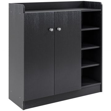 Dulap Pantofi Negru - 2 Usi Basculante, 83 30 90 cm