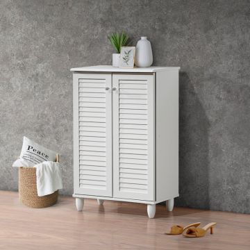Dulap pantofi pentru 10 perechi, model Santo, Lemn, Alb, 60x34x91 cm - Alb