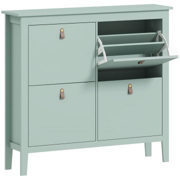 Dulap pentru pantofi 20 perechi, dulap cu 4 sertare rabatabile, rafturi reglabile, verde