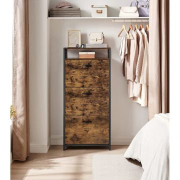 Dulap Pentru Pantofi Cu 3 Usi Rabatabile, Vintage Maro Si Negru, 60 Cm