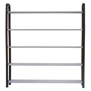 Etajera pantofi 5Five din metal si plastic, 4 niveluri pentru 16 perechi, 70x19x76 cm, negru
