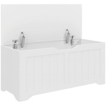 HOMCOM Bancă de depozitare cu capac rabatabil 100 cm, Alb | Aosom Romania