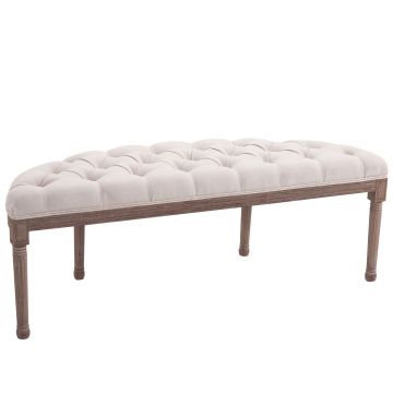 HOMCOM Bancă pentru Capătul Patului, Design Chesterfield, Lemn și Tapitat, Beige, 140,5x51x48 cm | Aosom Romania