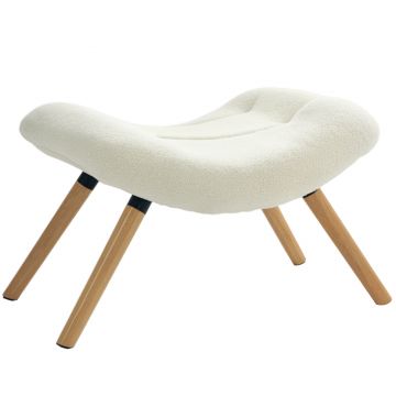 HOMCOM Fotoliu pentru picioare modern din lemn cu acoperire din polar și picioare din fag, căptușit, pentru living, dormitor, vestibul, cremă albă | Aosom Romania