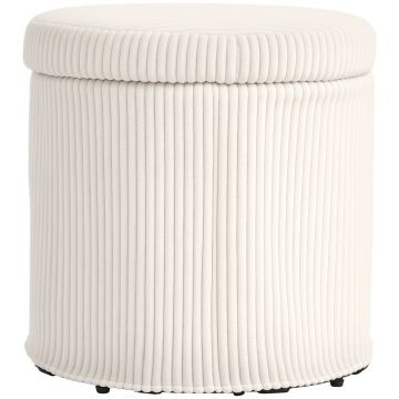 HOMCOM Pouf de depozitare 32 L, pouf pentru salon din catifea călită cu capac greutate maximă 120 kg, pentru hol, cameră, salon, bej | Aosom Romania