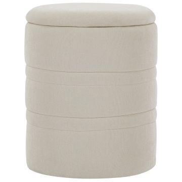 HOMCOM Pouf de depozitare din chenille cu capac, taburet rotund pentru living și dormitor, bej | Aosom Romania