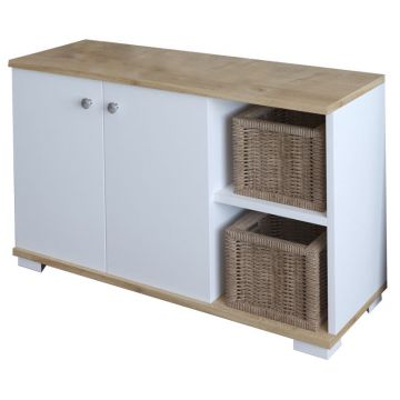 Mobilier de intrare Deril, alb-Sonoma, 90x33x52 cm - Alb