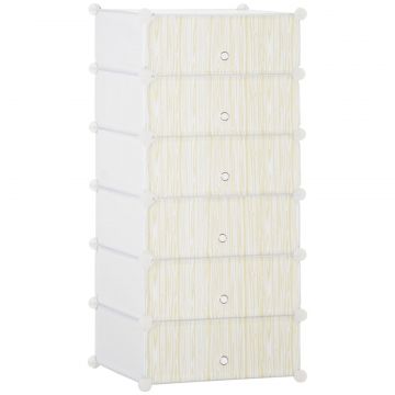 Mobilier pentru incaltaminte modular, 6 cuburi 45x35x17cm din plastic PP si otel, alb