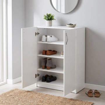 Pantofar A2620 Home Collection® Double, 2 usi, 3 rafturi, capacitate 12-16 perechi, Alb, 70x90x33 cm - Alb