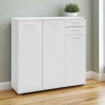 Pantofar ADR-532-BB-1 Home Collection® Trendline, 3 usi si 2 sertare, 10 rafturi, Alb, 108x108x35 cm - Alb