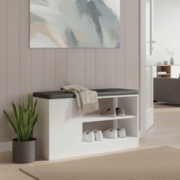 Pantofar bancheta cu depozitare Deboule Alb 90x30x46 cm